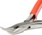 The Beadsmith Platinum Series German Bent Chain Nose Pliers, with polished steel head, red PVC comfort grip handle and double-leaf spring, tool for jewelry making